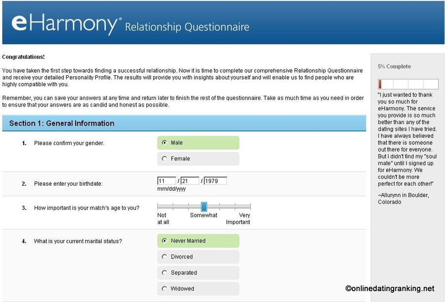online dating site questions